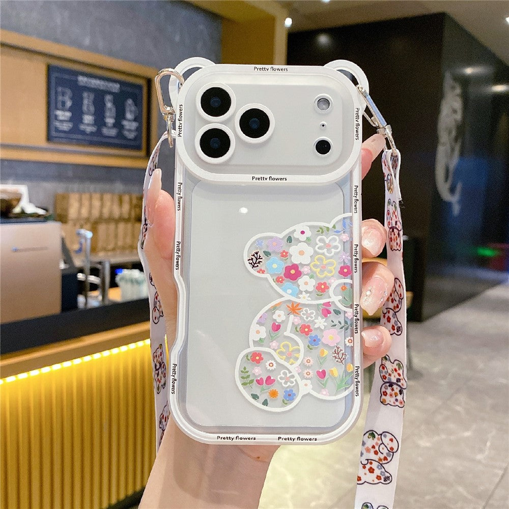 iPhone 18 Pro Max / 17 Pro Max Skal med Axelrem Blom Björn - Modell A