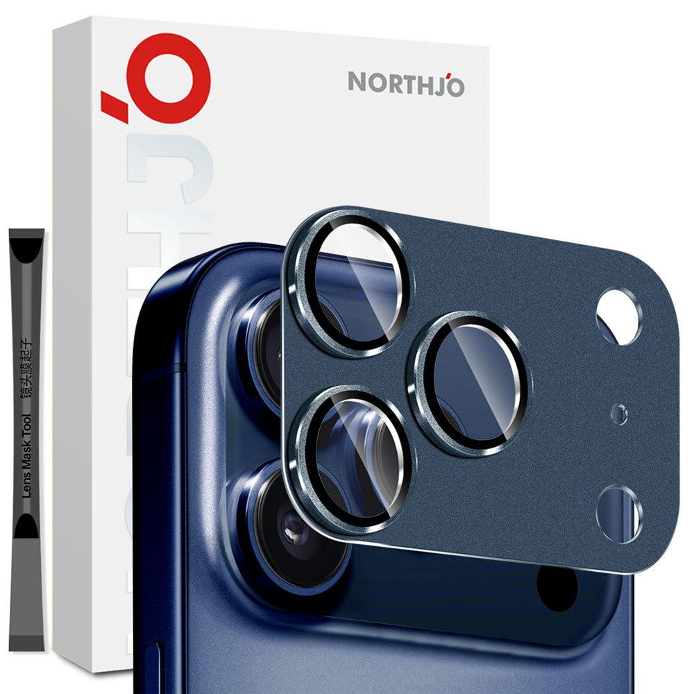 NORTHJO iPhone 17 Pro Max Kameralinsskydd Matt Metall/Glas - Blå
