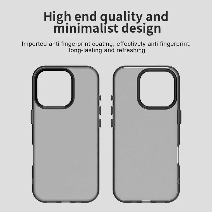 iPhone 16 Pro Max Case PC+TPU+PET Matte Anti-Drop Phone Back Cover - Black