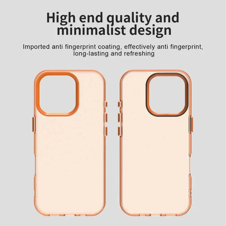 iPhone 16 Pro Max Cover PC+TPU+PET Mat Anti-Drop Telefonbagsidecover - Orange