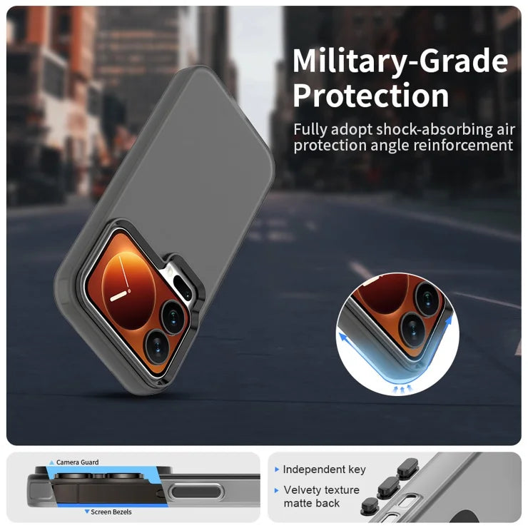 Xiaomi 17 Pro Case PC + TPU + PET mattapintainen pudotuksenkestävä puhelimen takakuori - musta