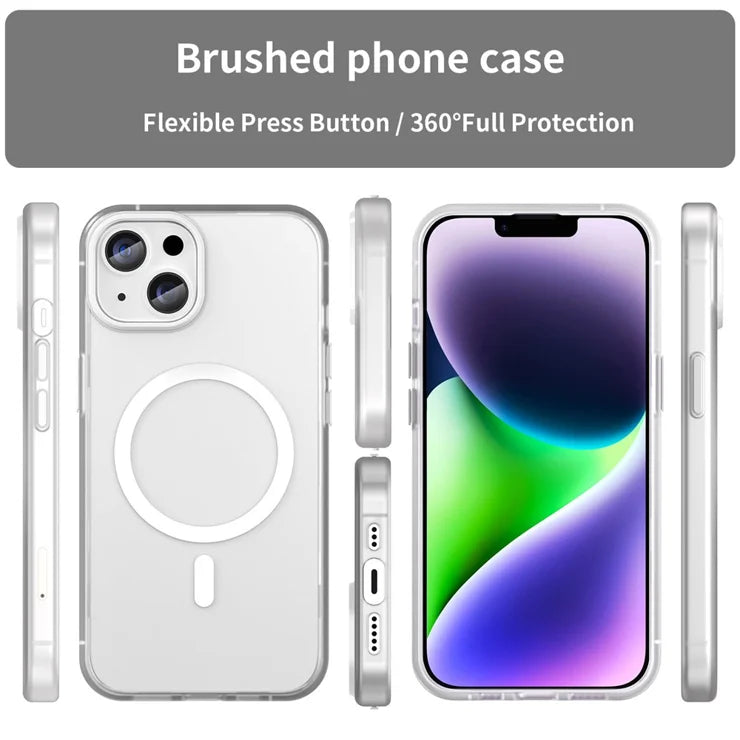 iPhone 14 Läpikuultava Puhelinkuori Mattamuotoilu Yhteensopiva Langattoman MagSafe-latauksen Kanssa - Valkoinen