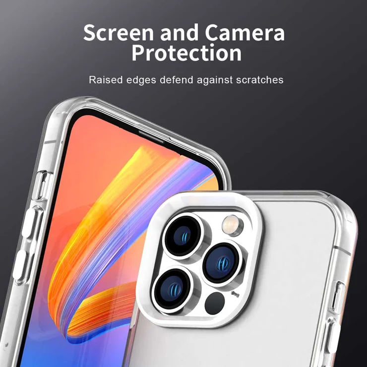 iPhone 15 Pro Case PC+TPU+PET Mattapintainen iskunvaimennussuoja puhelimen takakansi – Valkoinen