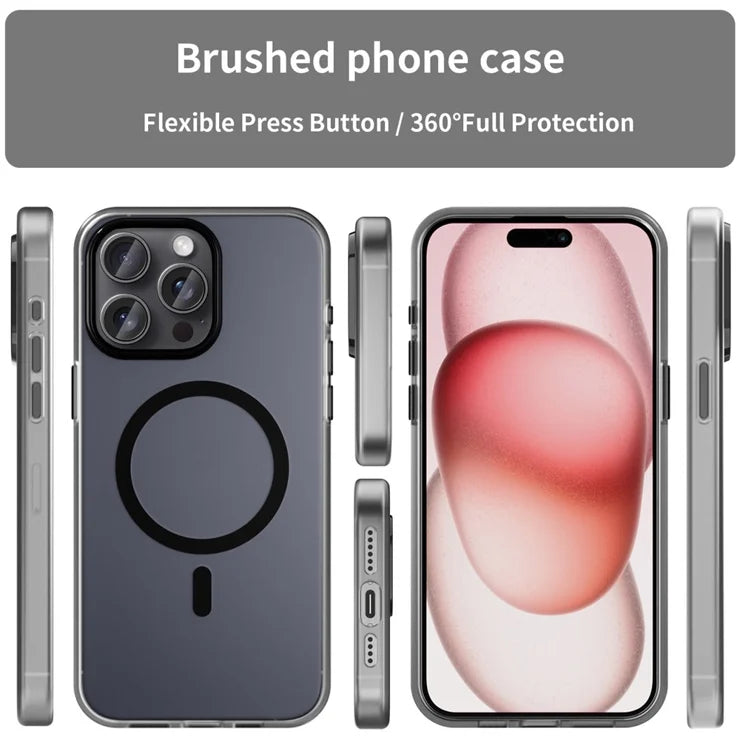iPhone 15 Pro Max Läpinäkyvä MagSafe-yhteensopiva magneettikuori – musta