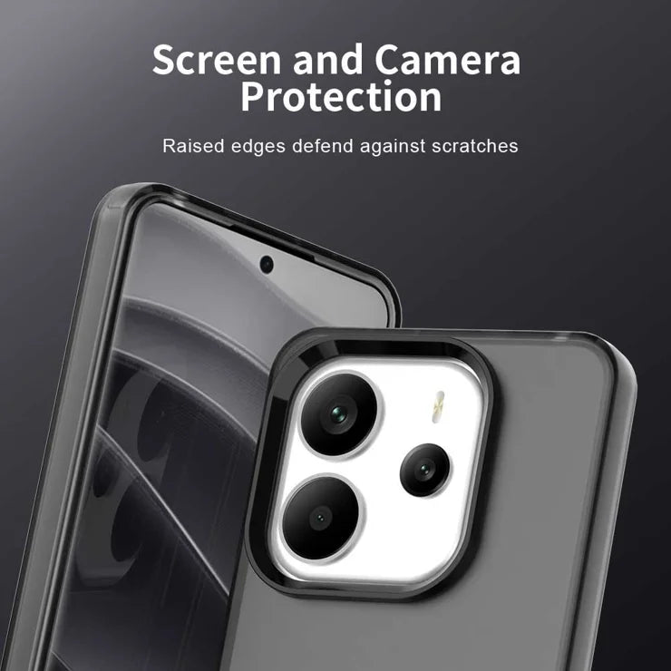 Xiaomi Redmi Note 14 4G (163.25mm) Case PC + TPU + PET Matte Anti-Drop Phone Back Cover - Black