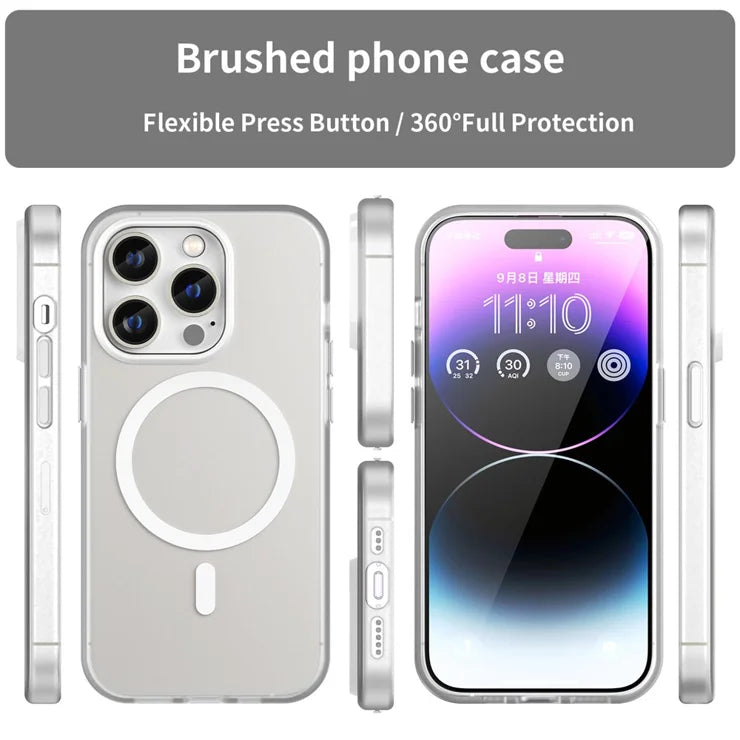 iPhone 14 Pro Transparent Matt Telefoncover TPU + PC Anti-ridse Cover - Hvid