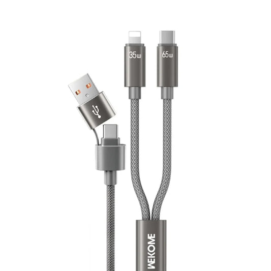 WEKOME WDC-66 USB / Type-C to Type-C / iP Cable 1.2m 3A 65W Super Fast Charging Data Sync Cord - Grey