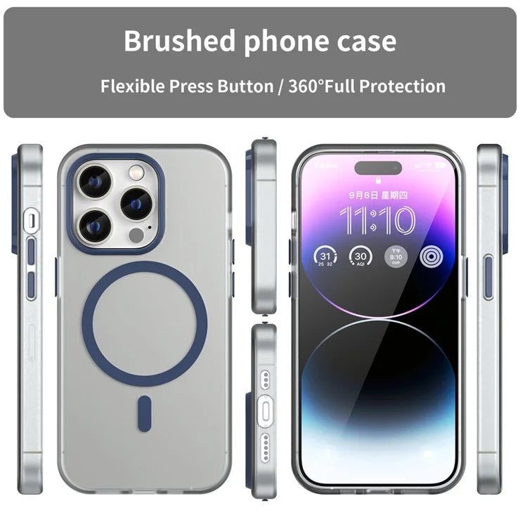 iPhone 14 Pro Läpikuultava matta puhelinkuori TPU + PC Naarmuuntumaton suojakuori - Tummansininen