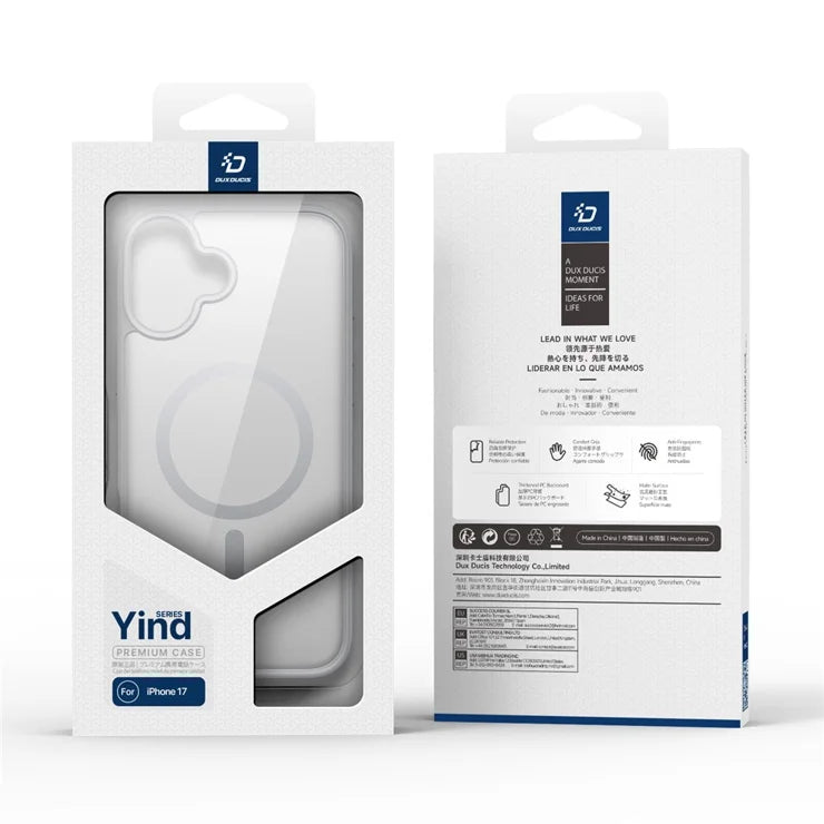 DUX DUCIS iPhone 17 -kuoret, Yind-sarjan PC+TPU-puhelinkuori, yhteensopiva MagSafen kanssa - Harmaa