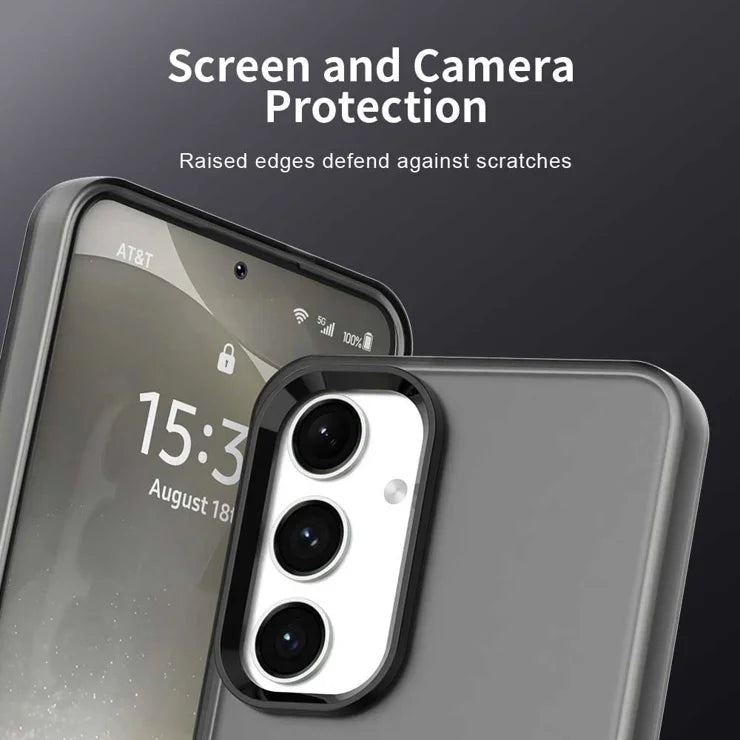 Samsung Galaxy S25+ / S24+ Case PC+TPU+PET Matte Anti-Drop Phone Back Cover - Black