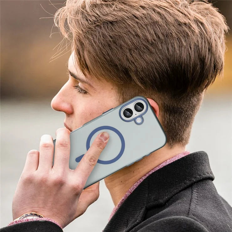 iPhone 16 Plus -yhteensopiva MagSafe-kuori, TPU + PC ohut mattapintainen läpikuultava puhelinkuori – tummansininen