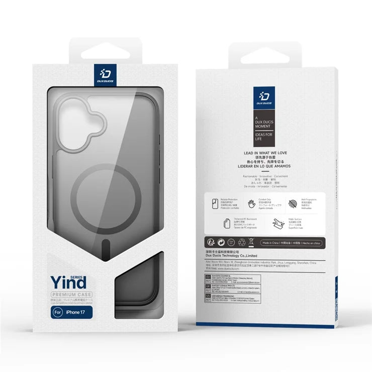 DUX DUCIS iPhone 17 -kuori, Yind-sarjan PC+TPU-puhelinkuori, yhteensopiva MagSafen kanssa - musta