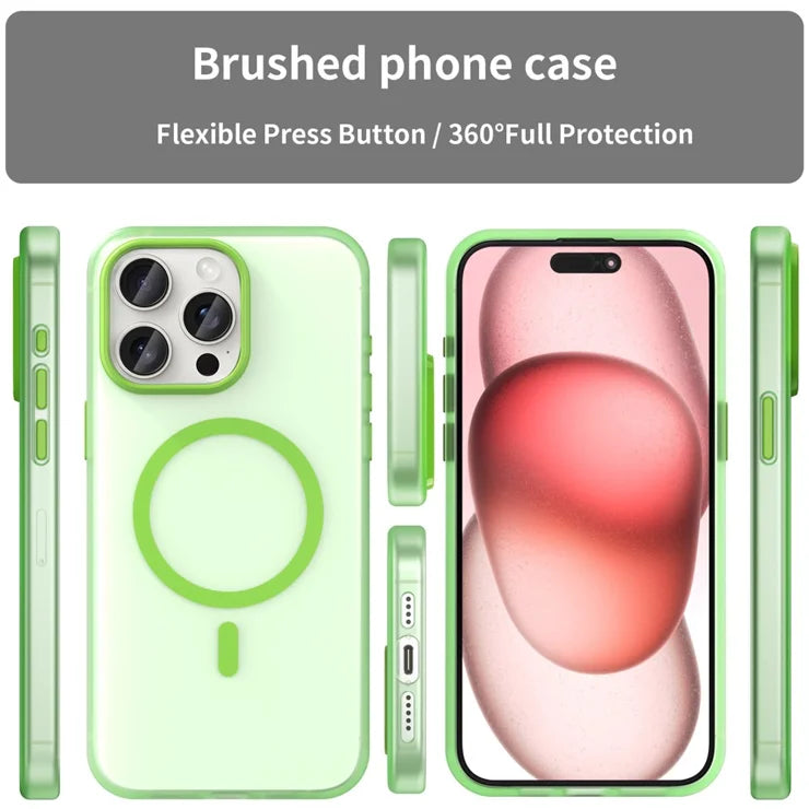iPhone 15 Pro Max Translucent Case Magnetic Phone Cover Compatible with MagSafe - Fluorescent Green