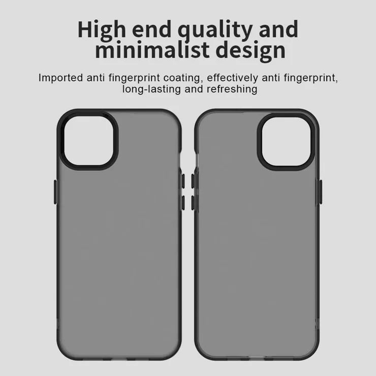 iPhone 15 -kotelo, PC+TPU+PET, mattapintainen, pudotuksenkestävä takakuori – musta