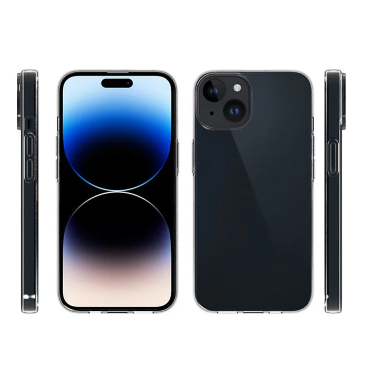 For iPhone 15 Glossy Waterproof TPU Mobiltelefonetui Stødsikkert Anti-Støv Mobiltelefoncover Skal