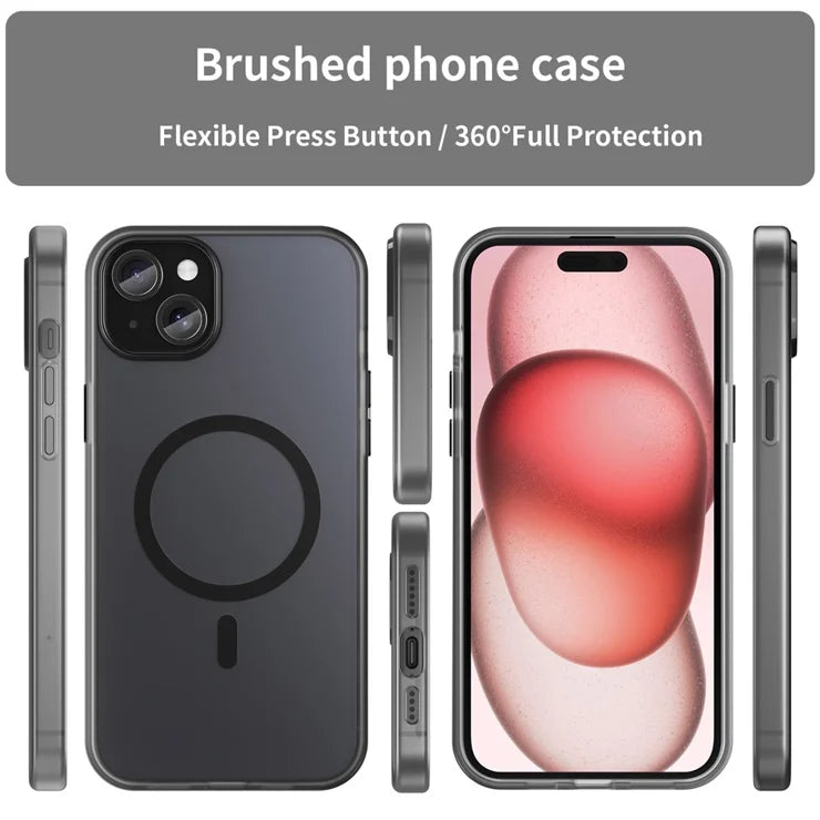 iPhone 15 Magneettikuori Mattapuhelinkuori Sormenjälkiä ja naarmuja hylkivä - Musta