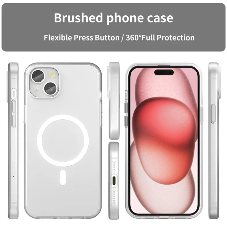 iPhone 15 Magneettikuori Matta Puhelinkotelo Sormenjälkiä ja Naarmuja Estävä – Valkoinen