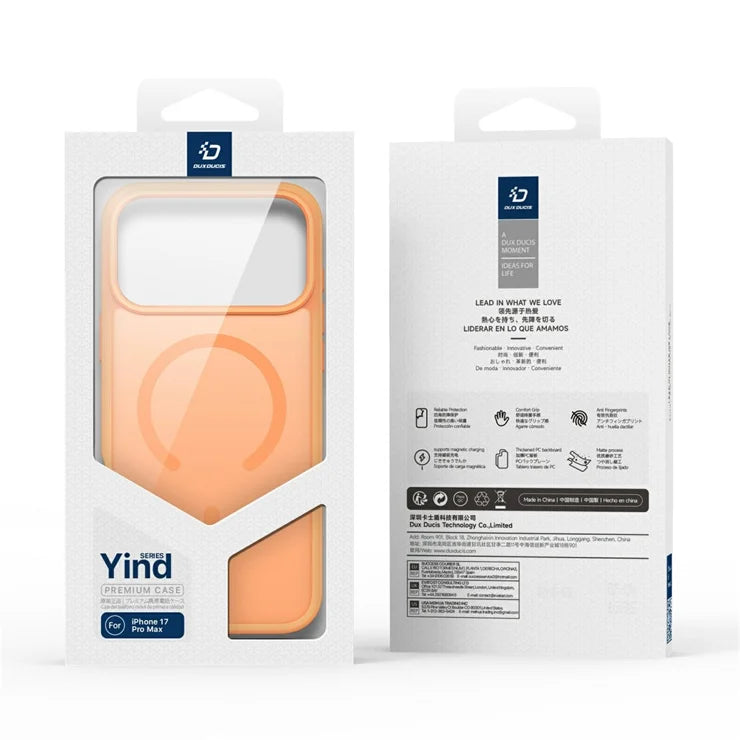 DUX DUCIS Yind-sarjan iPhone 17 Pro -kuori TPU + PC Matta puhelinkuori, yhteensopiva MagSafen kanssa - Oranssi