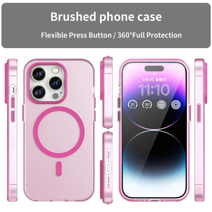 Magnetic Case for iPhone 14 Pro Max Compatible with MagSafe Translucent Matte Back Cover - Pink