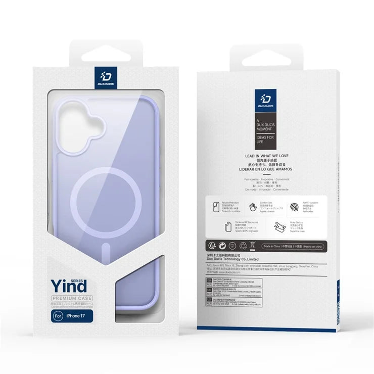 DUX DUCIS Til iPhone 17 Etui Yind Series PC+TPU Telefoncover Kompatibel med MagSafe - Lilla