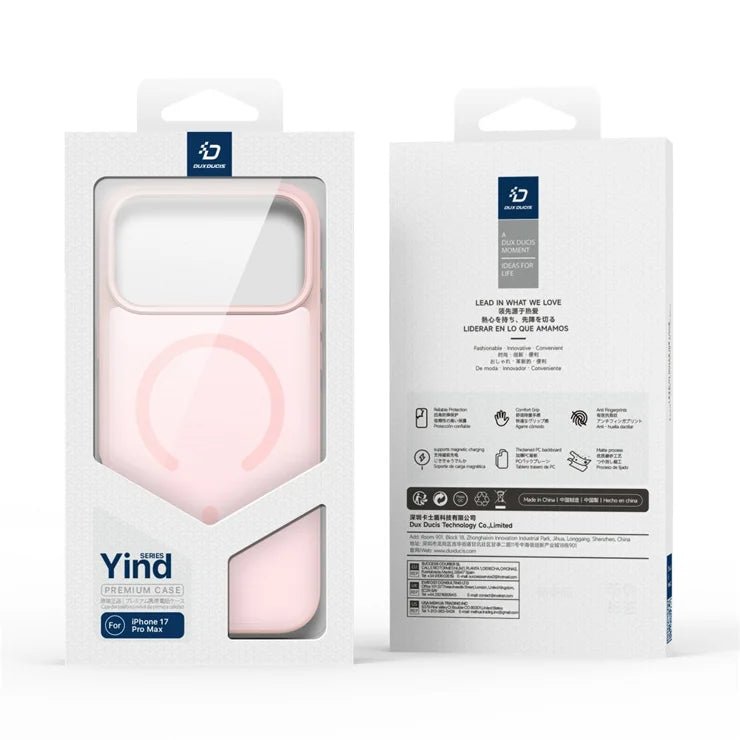 DUX DUCIS Yind-sarjan suojakuori iPhone 17 Prolle TPU + PC mattapuhelinkuori yhteensopiva MagSafen kanssa - Vaaleanpunainen