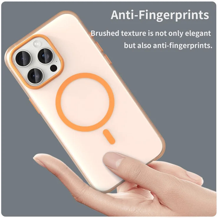 iPhone 15 Pro Max Translucent Case Magnetic Phone Cover Compatible with MagSafe - Orange