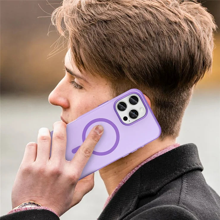 iPhone 16 Pro Max -kotelo, MagSafe-yhteensopiva, TPU + PC ohut, mattapintainen läpikuultava puhelinkuori – tumman violetti