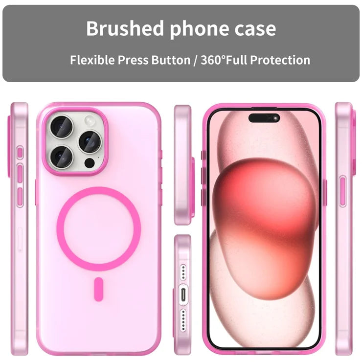 iPhone 15 Pro Case Translucent Matte Back Slim Phone Cover - Pink