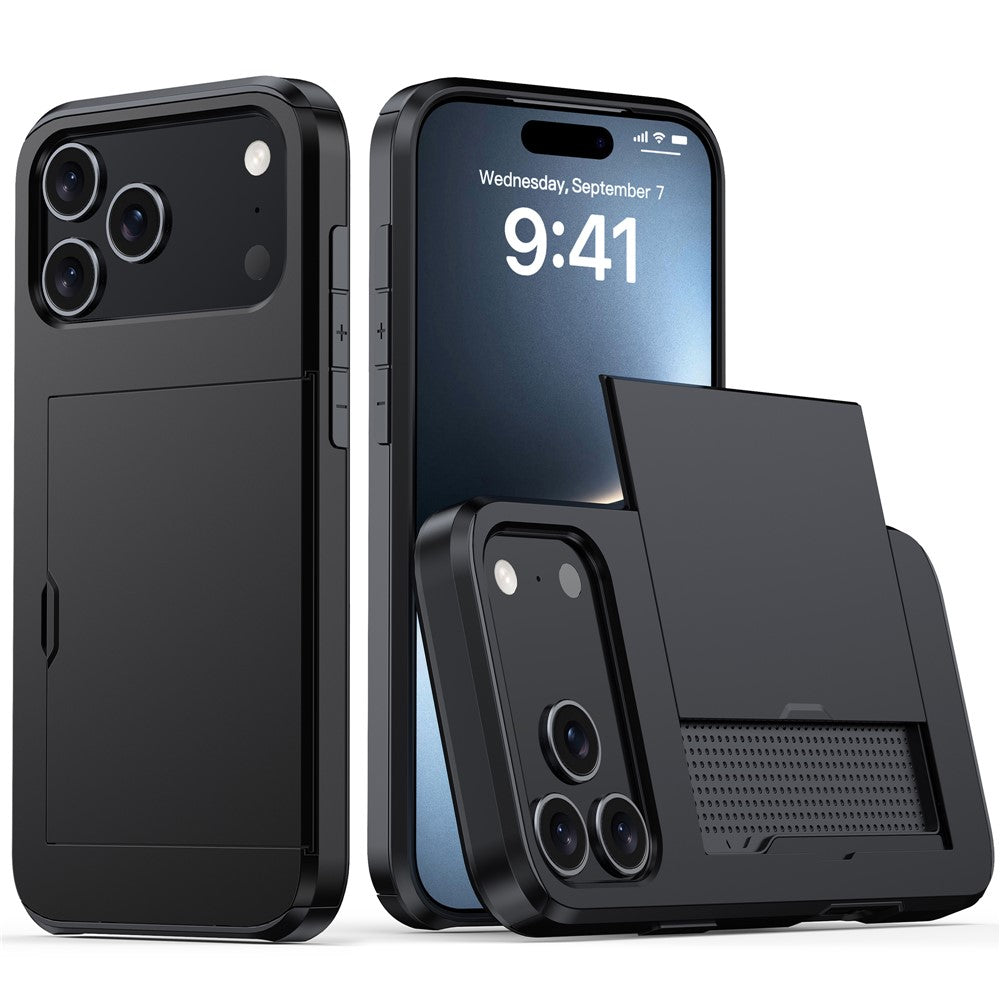 iPhone 18 Pro / 17 Pro Skal TPU/PC med Korthållare - Svart