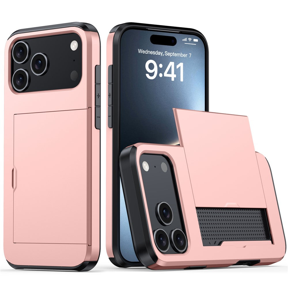 iPhone 18 Pro Max / 17 Pro Max Skal TPU/PC med Korthållare - Roséguld