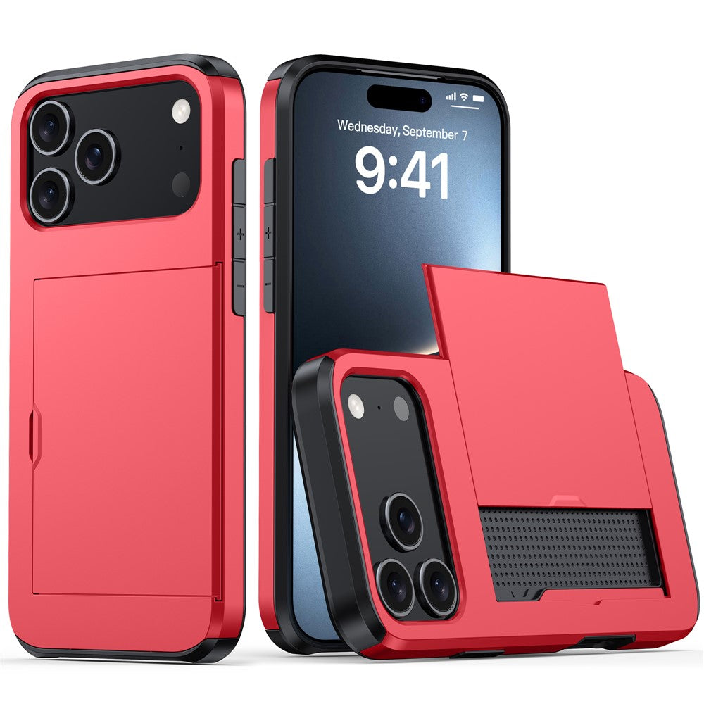 iPhone 18 Pro Max / 17 Pro Max Skal TPU/PC med Korthållare - Röd