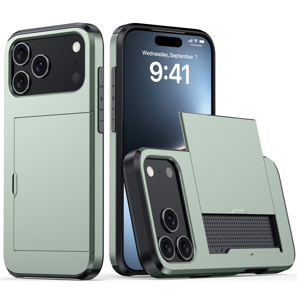 iPhone 18 Pro Max / 17 Pro Max Skal TPU/PC med Korthållare - Armégrön