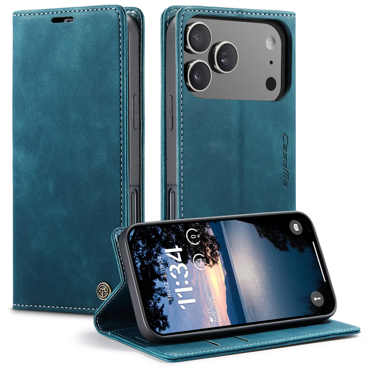 CASEME 013 iPhone 18 Pro / 17 Pro Plånboksfodral med Ställ - Blå