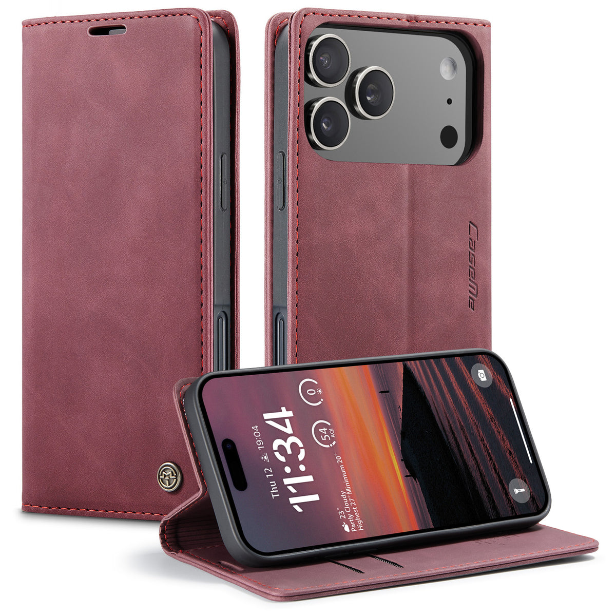 CASEME 013 iPhone 18 Pro Max / 17 Pro Max Plånboksfodral - Röd