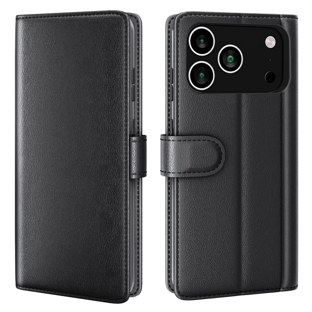 AMORUS iPhone 18 Pro Max / 17 Pro Max Läderfodral med Ställ - Svart