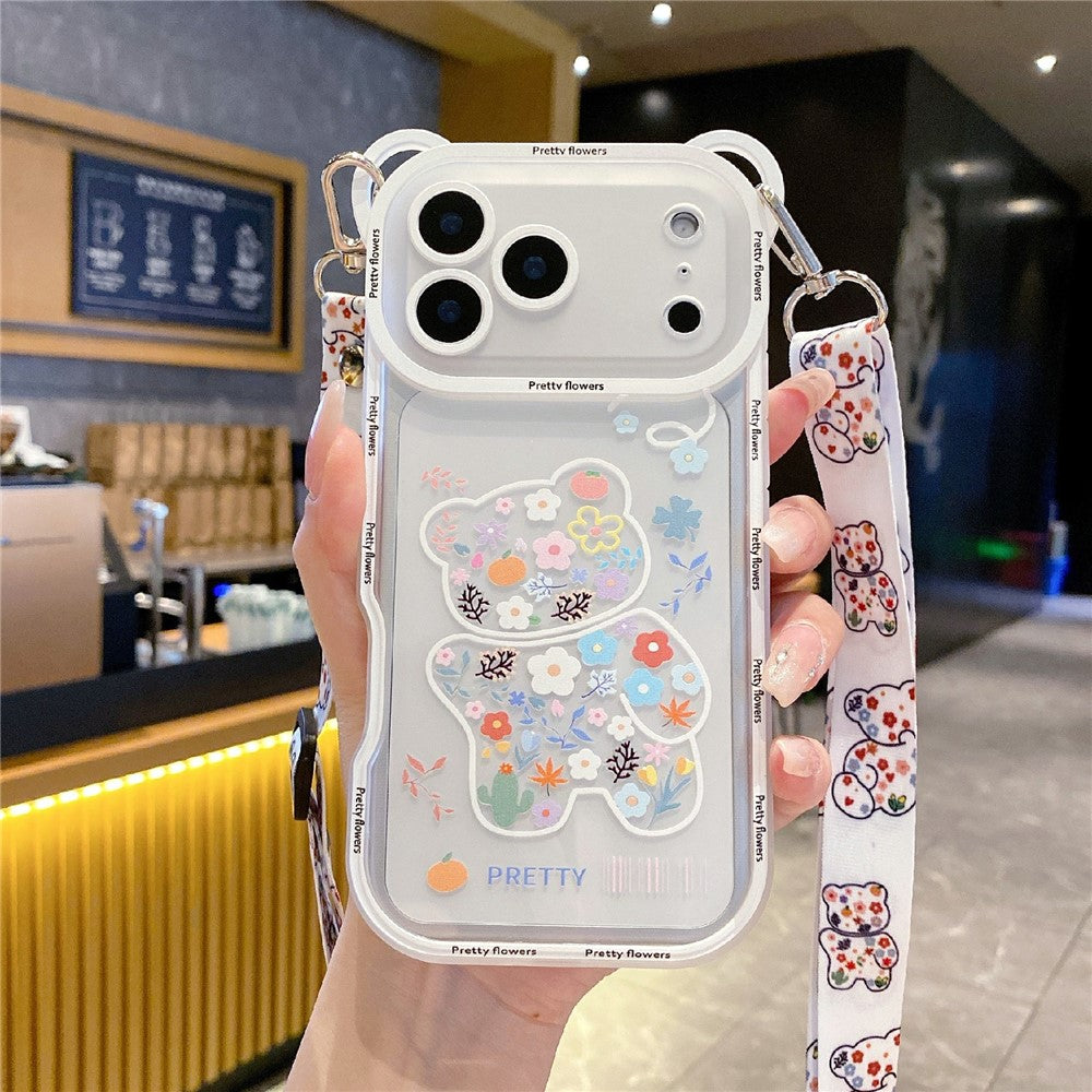 iPhone 18 Pro Max / 17 Pro Max Skal med Axelrem Blom Björn - Modell B