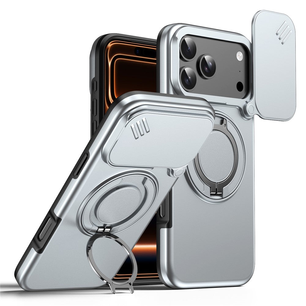 iPhone 17 Pro Max Hybridskal med Ringställ & Kameraskydd - Grå