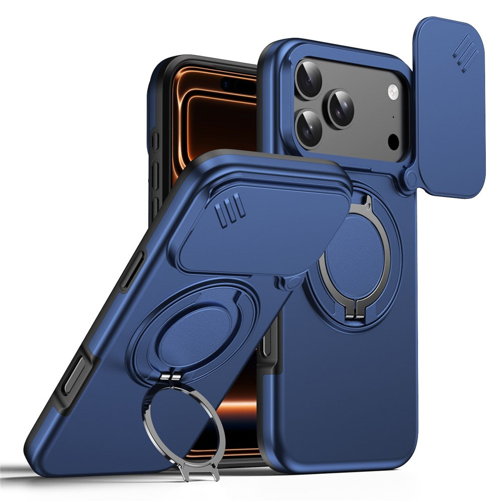 iPhone 17 Pro Hybridskal med Ringställ & Kameraskydd - Blå