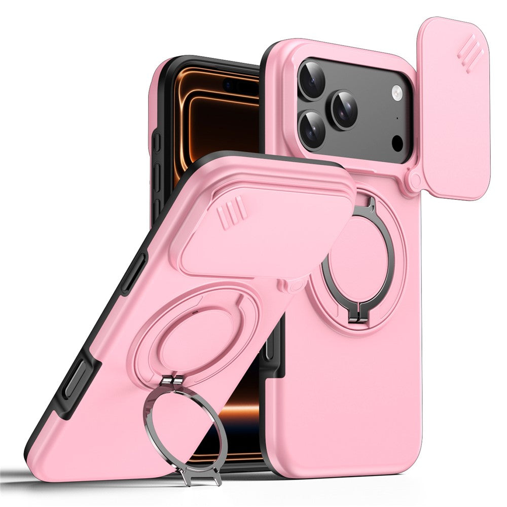 iPhone 17 Pro Hybridskal med Ringställ & Kameraskydd - Rosa