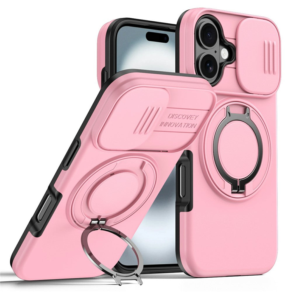 iPhone 17 Hybridskal med Ringställ & Kameraskydd - Rosa