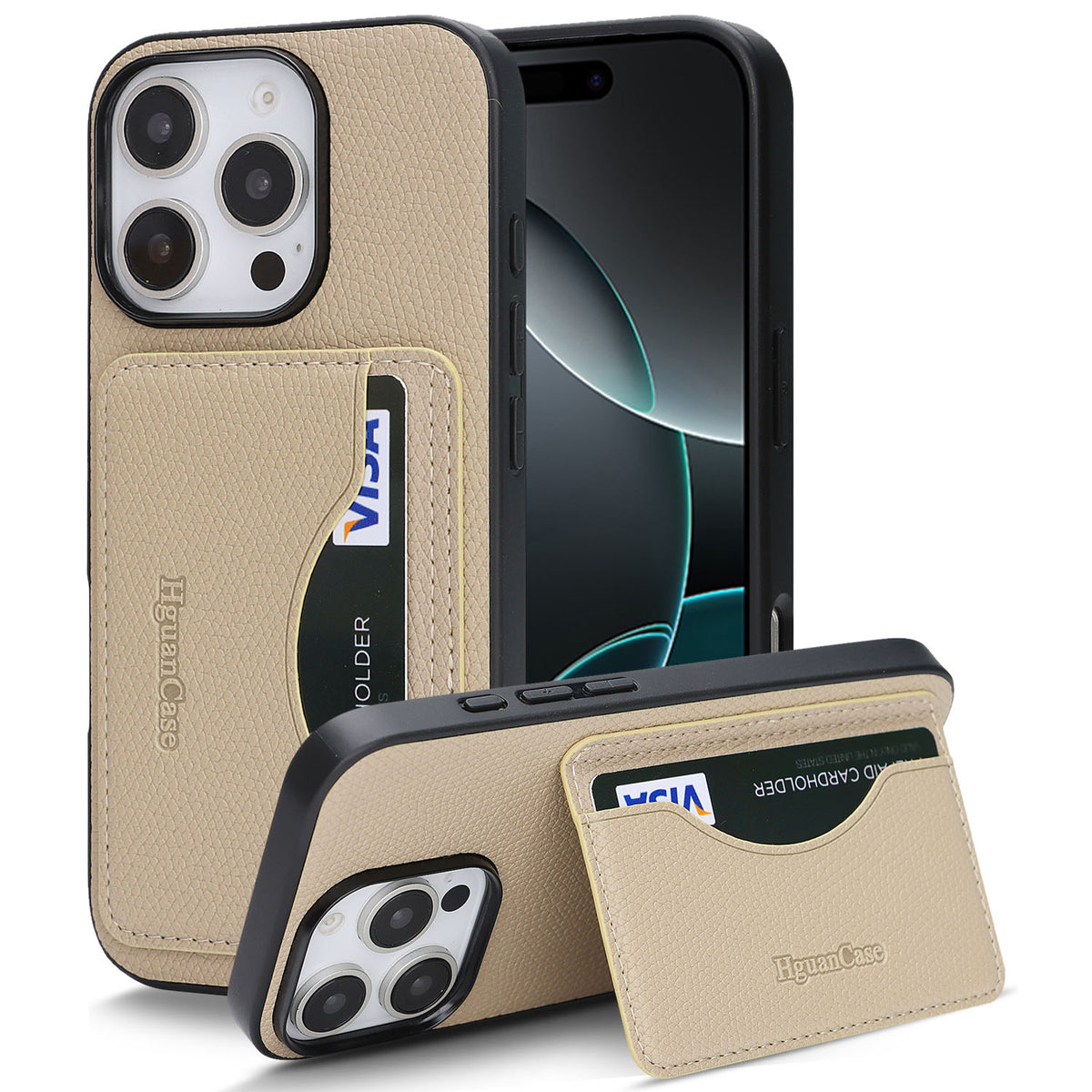 HGUANCASE iPhone 15 Pro Max Vintageskal i Läder - Aprikos