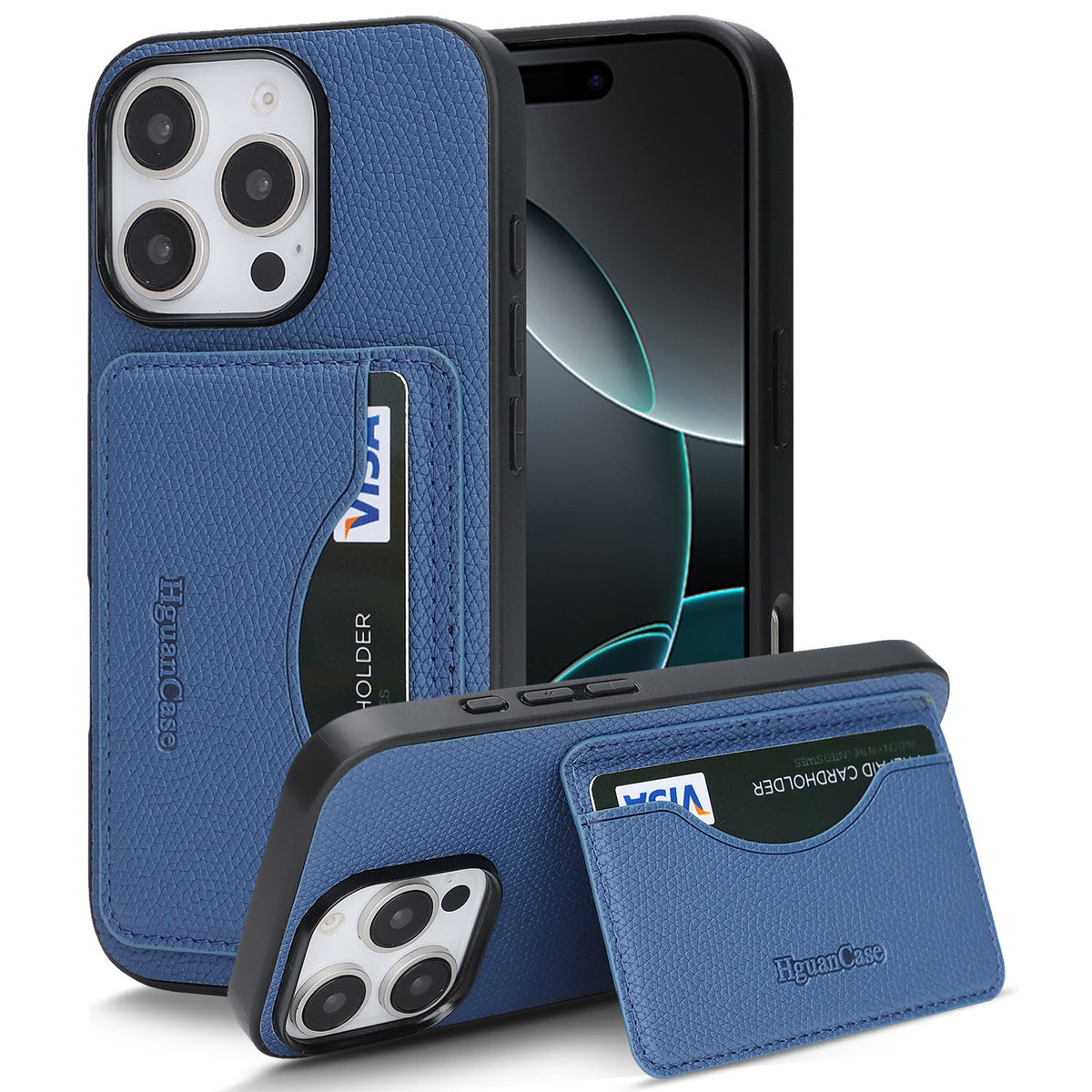 HGUANCASE iPhone 16 Pro Max Vintageskal i Läder - Blå