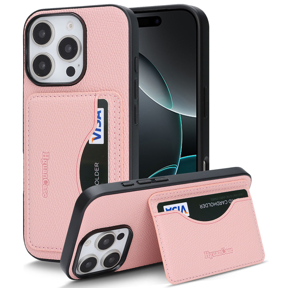 HGUANCASE iPhone 16 Pro Max Vintageskal i Läder - Rosa