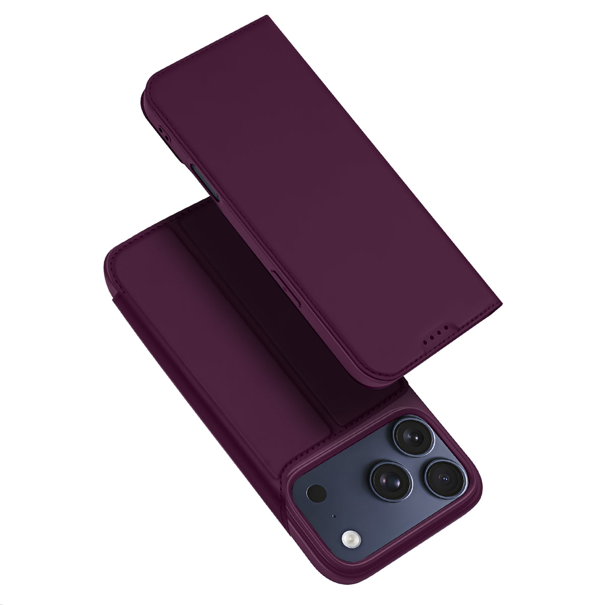 DUX DUCIS Skin Pro iPhone 18 Pro Max Läderfodral med Ställ - Mörkkörsbär