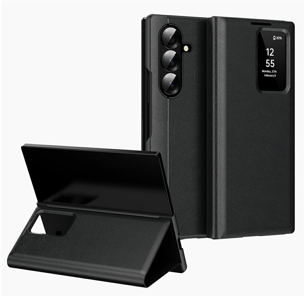 Samsung Galaxy Z Fold8 Ultra Läderfodral med Smart View - Svart