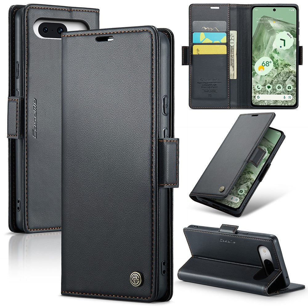 CASEME 023 Google Pixel 8a Läderfodral RFID - Svart