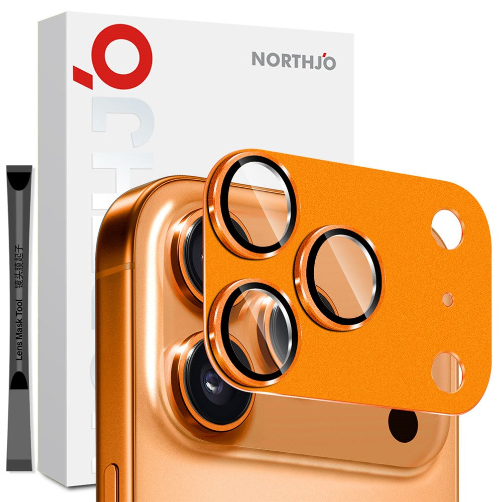 NORTHJO iPhone 17 Pro Max Kameralinsskydd Matt Metall/Glas - Orange