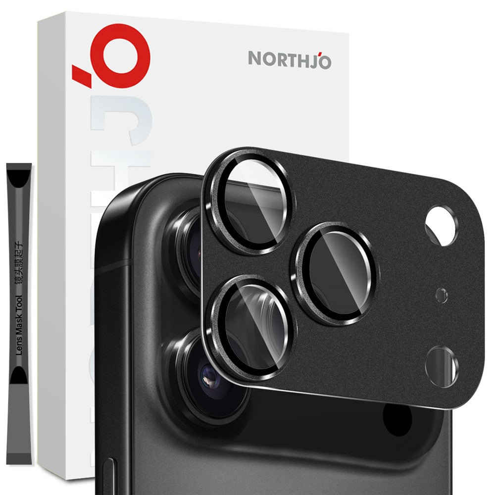 NORTHJO iPhone 17 Pro Max Kameralinsskydd Matt Metall/Glas - Svart