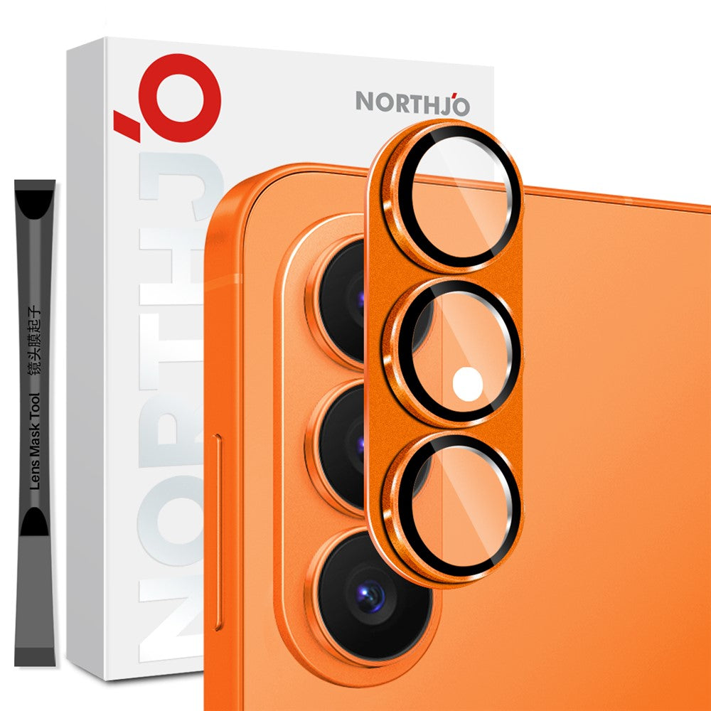 NORTHJO Samsung Galaxy S26+ Kameralinsskydd Matt Metall/Glas - Orange