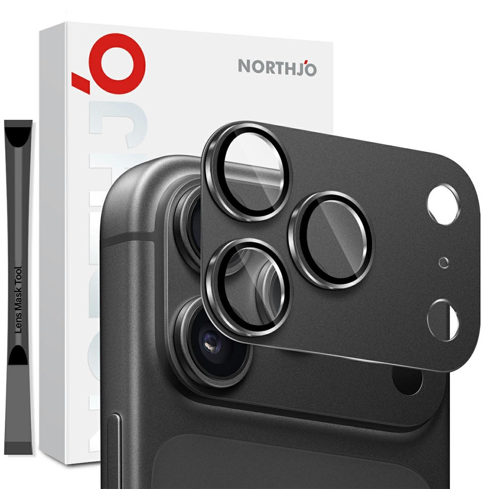 NORTHJO iPhone 18 Pro Kameralinsskydd Matt Metall/Glas - Grå